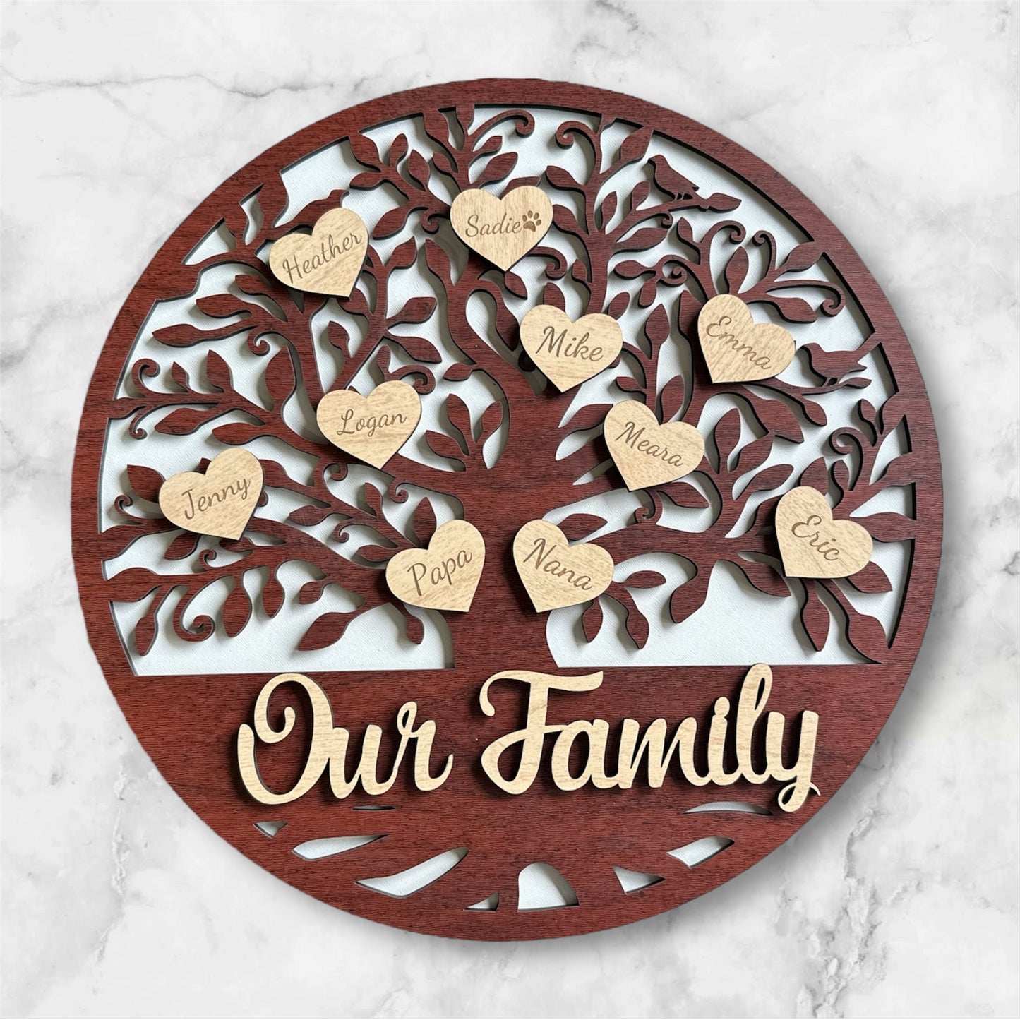 Personalized Laser Engraved Family Tree Sign