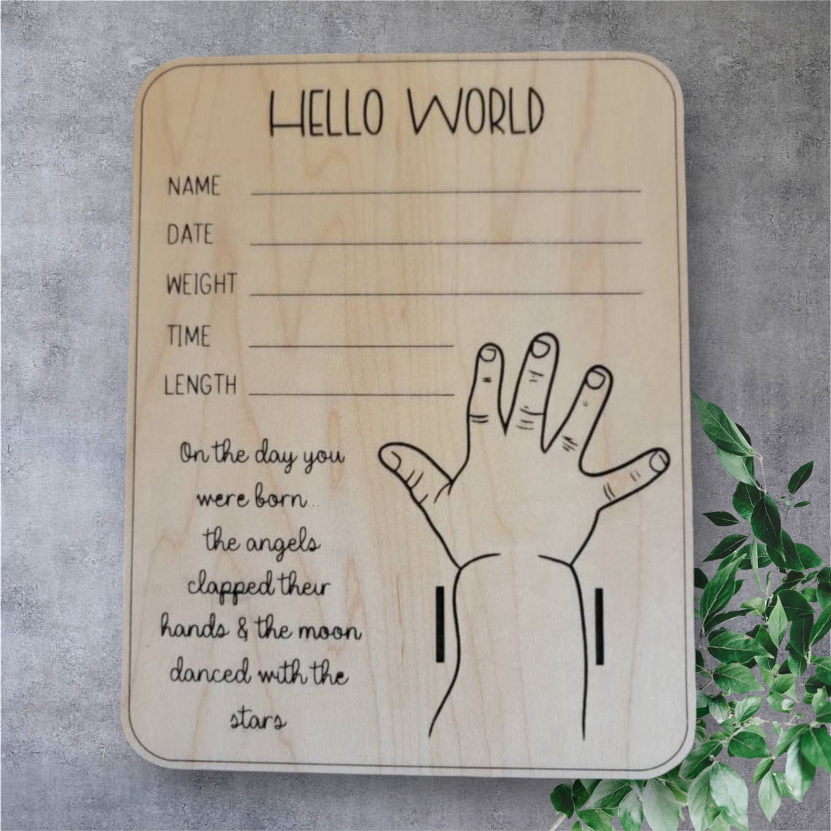 Hello World baby announcement sign