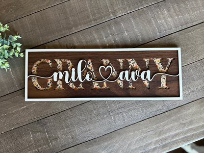 Personalized Name Sign – Custom Title + Kids’ Names | Stand Included