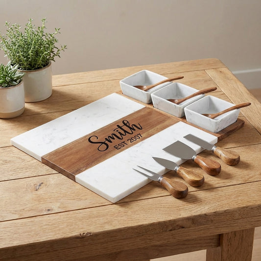 Marble Charcuterie Board and Bowls Set