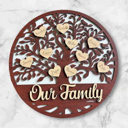 Personalized Laser Engraved Family Tree Sign