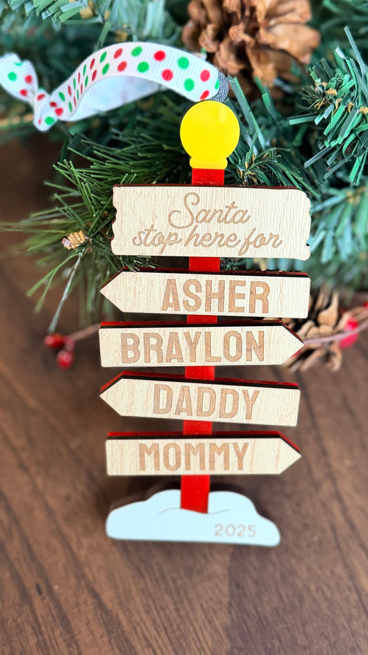 Santa Stop Here Personalized Ornament
