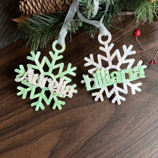 “Defy Gravity” Snowflake Ornament – Light & Sparkly Color Options