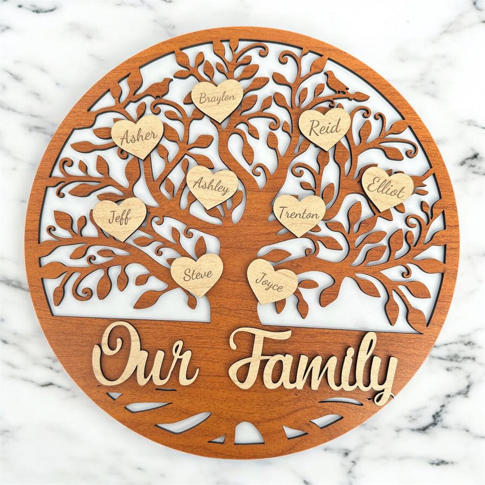 Personalized Laser Engraved Family Tree Sign – Mr. V Laser Design