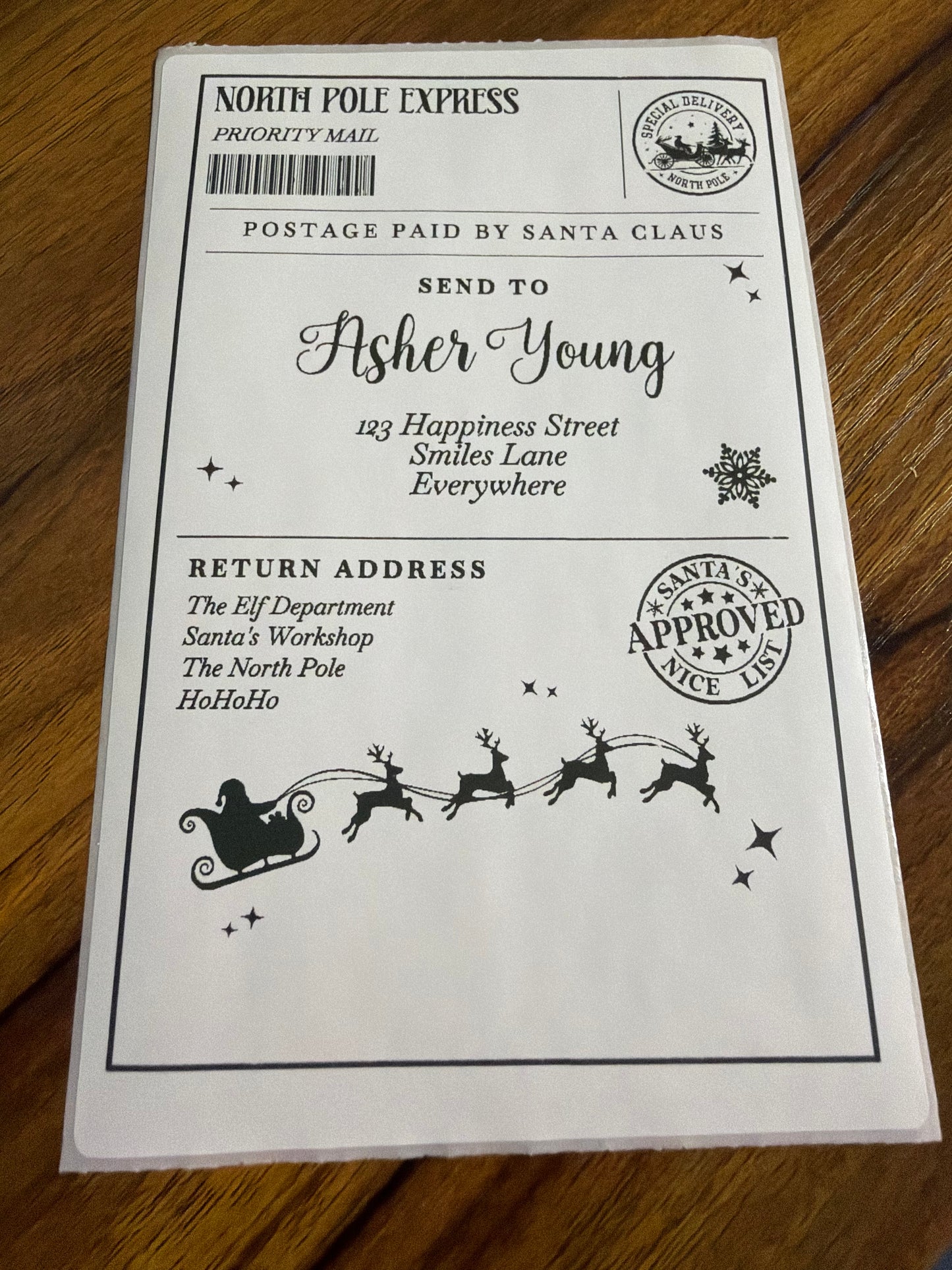 North Pole Shipping Label – Personalized Santa Mail