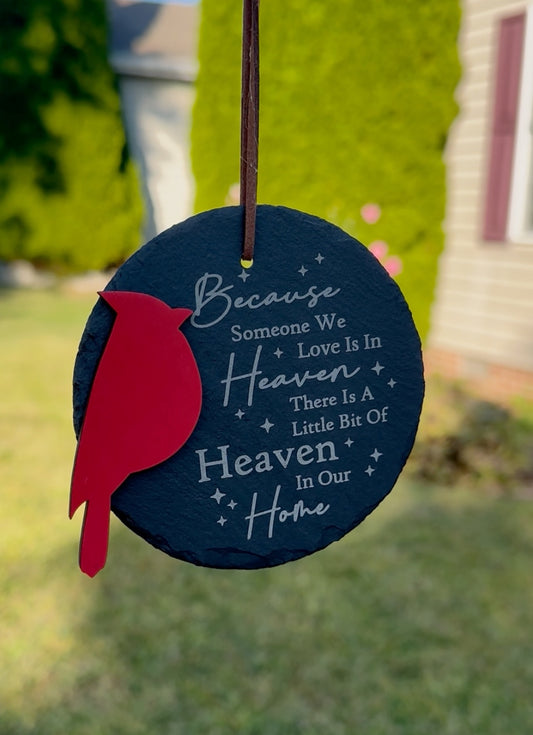 Slate Engraved Memorial Ornament with Cardinal