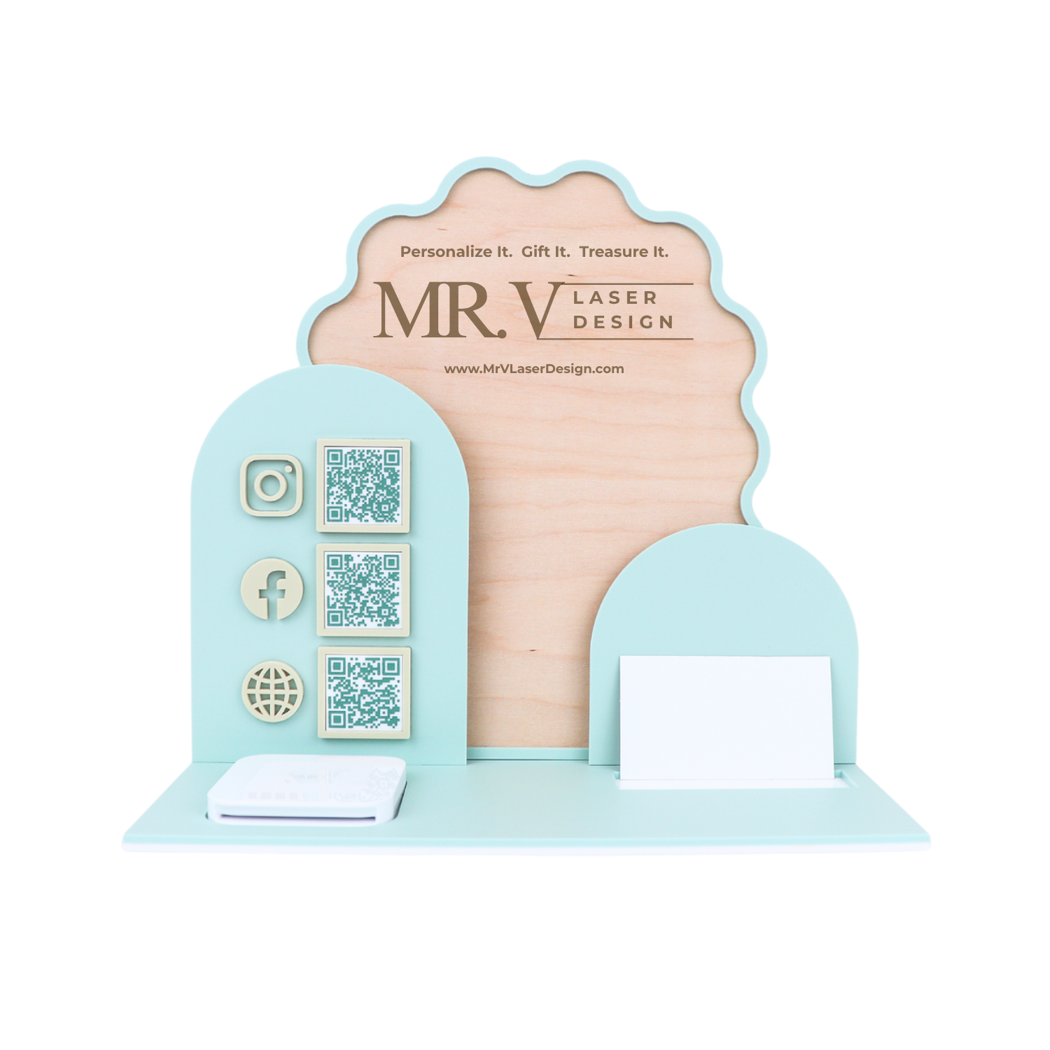 Wavy Custom QR Code Business Display Sign – Mr. V Laser Design