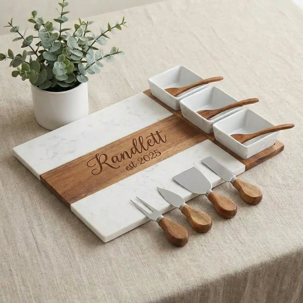 Marble Charcuterie Board and Bowls Set