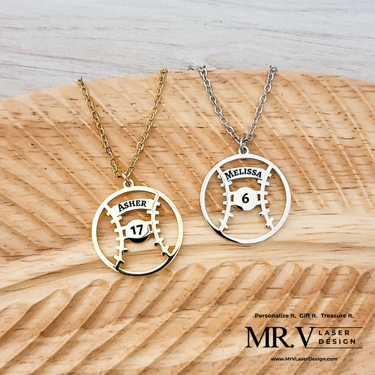 Custom Engraved Baseball/Softball Necklace
